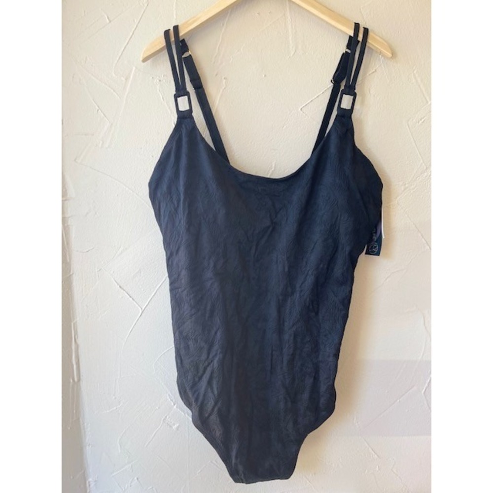 Aqua Couture Black Stitch Pattern Swim one Piece Size 3x